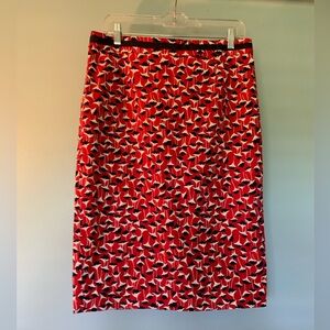 Boden patterned skirt, red & blue. Size 10L. Zipper closure in back. Super cute!